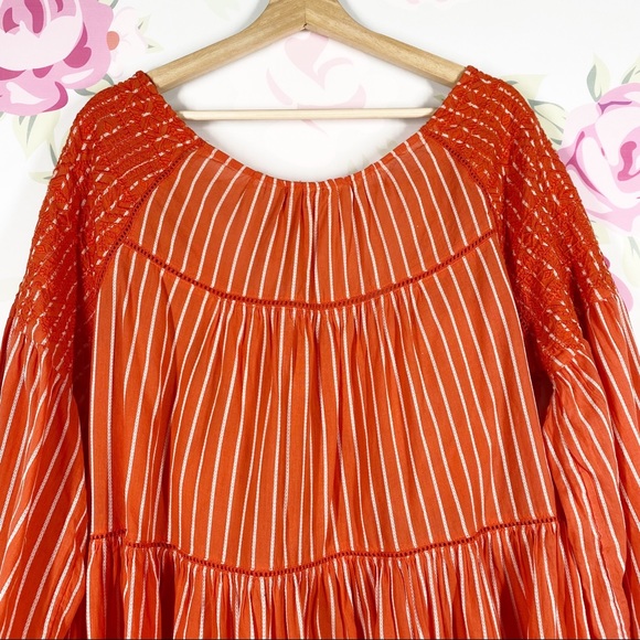 NEW Free People Lola Embroidered Capri Orange Mini Dress L - Picture 4 of 16